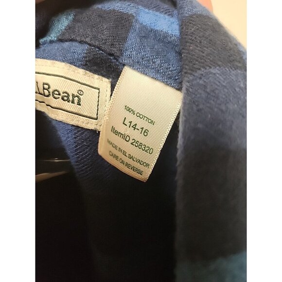 Ll Bean Blue Flannel Womans Size L 14-16 - Picture 7 of 8
